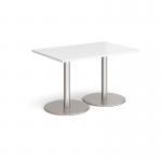 Monza rectangular dining table with flat round white bases 1200mm x 800mm - made to order MDR1200-WH