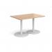 Monza rectangular dining table with flat round white bases 1200mm x 800mm - beech MDR1200-WH-B