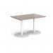 Monza rectangular dining table with flat round white bases 1200mm x 800mm - barcelona walnut MDR1200-WH-BW