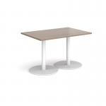 Monza rectangular dining table with flat round white bases 1200mm x 800mm - barcelona walnut MDR1200-WH-BW