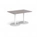 Monza rectangular dining table with flat round white bases 1200mm x 800mm - grey oak MDR1200-WH-GO