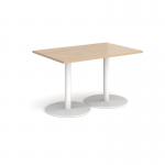 Monza rectangular dining table with flat round white bases 1200mm x 800mm - kendal oak MDR1200-WH-KO