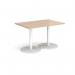 Monza rectangular dining table with flat round white bases 1200mm x 800mm - kendal oak