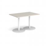 Monza rectangular dining table with flat round white bases 1200mm x 800mm - Light Grey MDR1200-WH-LG