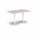 Monza rectangular dining table with flat round white bases 1200mm x 800mm - Light Grey MDR1200-WH-LG