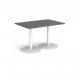 Monza rectangular dining table with flat round white bases 1200mm x 800mm - Onyx Grey MDR1200-WH-OG