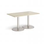 Monza rectangular dining table with flat round brushed steel bases 1400mm x 800mm - made to order MDR1400-BS
