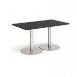 Monza rectangular dining table with flat round brushed steel bases 1400mm x 800mm - Black MDR1400-BS-BK