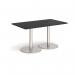 Monza rectangular dining table with flat round brushed steel bases 1400mm x 800mm - Black MDR1400-BS-BK