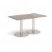 Monza rectangular dining table with flat round brushed steel bases 1400mm x 800mm - barcelona walnut MDR1400-BS-BW