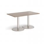 Monza rectangular dining table with flat round brushed steel bases 1400mm x 800mm - barcelona walnut MDR1400-BS-BW