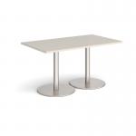 Monza rectangular dining table with flat round brushed steel bases 1400mm x 800mm - Light Grey MDR1400-BS-LG