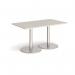 Monza rectangular dining table with flat round brushed steel bases 1400mm x 800mm - Light Grey MDR1400-BS-LG