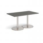 Monza rectangular dining table with flat round brushed steel bases 1400mm x 800mm - Onyx Grey MDR1400-BS-OG