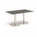 Monza rectangular dining table with flat round brushed steel bases 1400mm x 800mm - Onyx Grey MDR1400-BS-OG