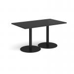 Monza rectangular dining table with flat round black bases 1400mm x 800mm - Black MDR1400-K-BK