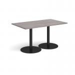 Monza rectangular dining table with flat round black bases 1400mm x 800mm - grey oak MDR1400-K-GO