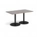Monza rectangular dining table with flat round black bases 1400mm x 800mm - grey oak