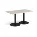 Monza rectangular dining table with flat round black bases 1400mm x 800mm - Light Grey MDR1400-K-LG