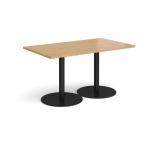 Monza rectangular dining table with flat round black bases 1400mm x 800mm - oak MDR1400-K-O