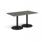 Monza rectangular dining table with flat round black bases 1400mm x 800mm - Onyx Grey MDR1400-K-OG