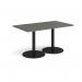 Monza rectangular dining table with flat round black bases 1400mm x 800mm - Onyx Grey MDR1400-K-OG