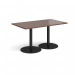 Monza rectangular dining table with flat round black bases 1400mm x 800mm - walnut