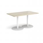 Monza rectangular dining table with flat round white bases 1400mm x 800mm - made to order MDR1400-WH