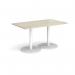 Monza rectangular dining table with flat round white bases 1400mm x 800mm - made to order MDR1400-WH