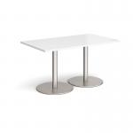 Monza rectangular dining table with flat round white bases 1400mm x 800mm - made to order MDR1400-WH
