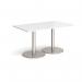 Monza rectangular dining table with flat round white bases 1400mm x 800mm - made to order