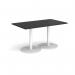 Monza rectangular dining table with flat round white bases 1400mm x 800mm - Black MDR1400-WH-BK