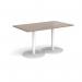 Monza rectangular dining table with flat round white bases 1400mm x 800mm - barcelona walnut MDR1400-WH-BW