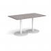 Monza rectangular dining table with flat round white bases 1400mm x 800mm - grey oak MDR1400-WH-GO