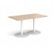 Monza rectangular dining table with flat round white bases 1400mm x 800mm - kendal oak
