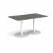 Monza rectangular dining table with flat round white bases 1400mm x 800mm - Onyx Grey MDR1400-WH-OG