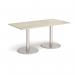 Monza rectangular dining table with flat round brushed steel bases 1600mm x 800mm - made to order MDR1600-BS