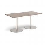Monza rectangular dining table with flat round brushed steel bases 1600mm x 800mm - barcelona walnut MDR1600-BS-BW