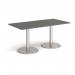 Monza rectangular dining table with flat round brushed steel bases 1600mm x 800mm - Onyx Grey MDR1600-BS-OG