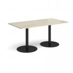 Monza rectangular dining table with flat round black bases 1600mm x 800mm - made to order MDR1600-K