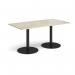 Monza rectangular dining table with flat round black bases 1600mm x 800mm - made to order MDR1600-K