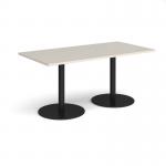 Monza rectangular dining table with flat round black bases 1600mm x 800mm - Light Grey MDR1600-K-LG
