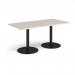Monza rectangular dining table with flat round black bases 1600mm x 800mm - Light Grey MDR1600-K-LG