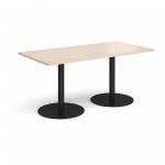 Monza rectangular dining table with flat round black bases 1600mm x 800mm - maple