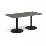 Monza rectangular dining table with flat round black bases 1600mm x 800mm - Onyx Grey MDR1600-K-OG
