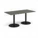 Monza rectangular dining table with flat round black bases 1600mm x 800mm - Onyx Grey MDR1600-K-OG