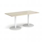 Monza rectangular dining table with flat round white bases 1600mm x 800mm - made to order MDR1600-WH