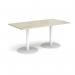 Monza rectangular dining table with flat round white bases 1600mm x 800mm - made to order MDR1600-WH