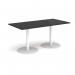 Monza rectangular dining table with flat round white bases 1600mm x 800mm - Black MDR1600-WH-BK