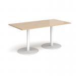 Monza rectangular dining table with flat round white bases 1600mm x 800mm - kendal oak MDR1600-WH-KO